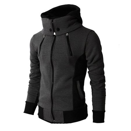 

Men's Thick Casual Outdoor Sweater Jacket, Deep gray, Jacket