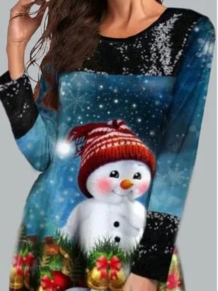 

Christmas Snowman Regular Fit Shirts & Tops, Multicolor, Long sleeve tops