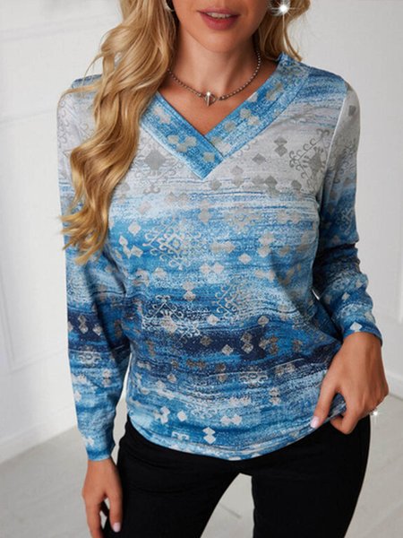 

Loosen V Neck Casual Sweatshirt, Blue, Sweatshirts & Hoodies