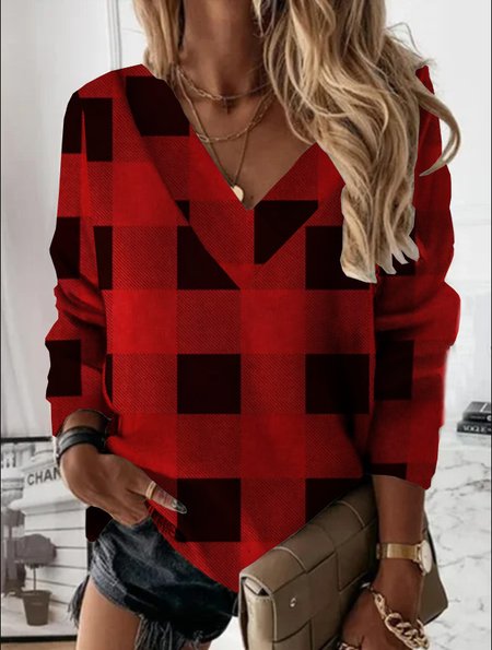 

Grid Casual Shirts & Tops, Red, T-Shirts