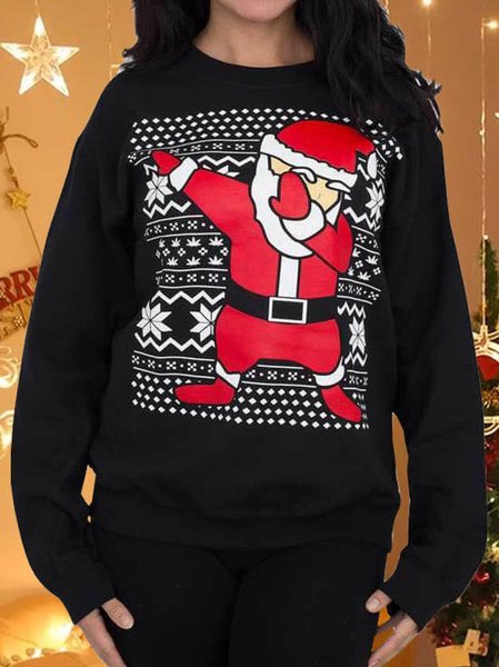 

Christmas Printed Off Shoulder Crew Neck Loosen Sweatshirt, Black, Sweatshirts & Hoodies