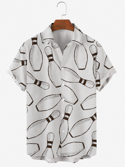

Bowling Short Sleeve Outdoor Shirts, White, Shirts ＆ Blouse