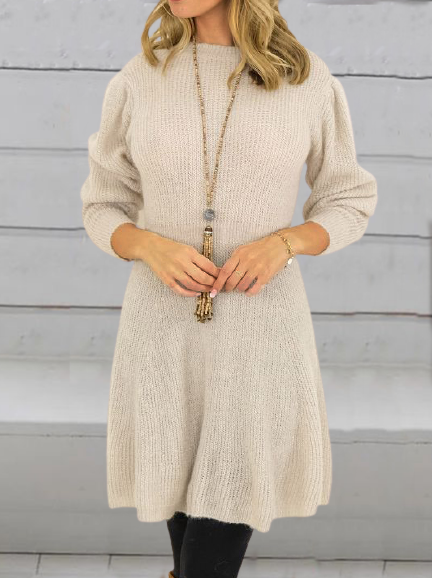 

Casual Crew Neck Solid Dresses, Apricot, Casual Dresses