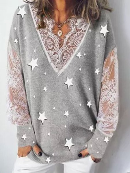

Star Vintage V Neck Sweatshirt, Light gray, Hoodies & Sweatshirts