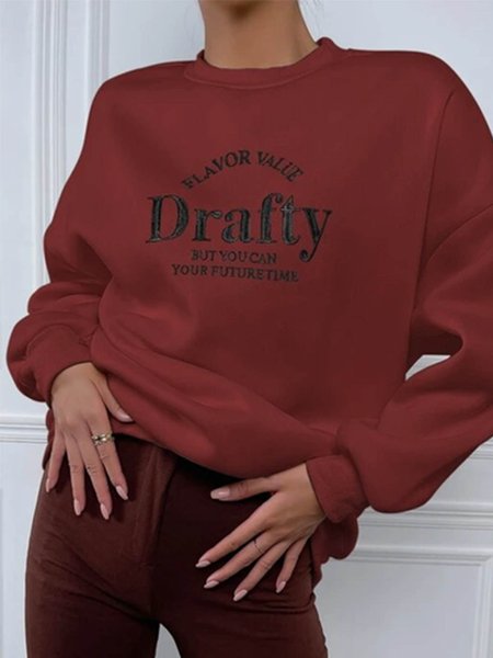 

Crew Neck Loosen Solid Sweatshirt, Red, Sweatshirts & Hoodies