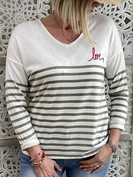

Loosen Casual V Neck Off Shoulder Shirts & Tops（accessory not included）, Off white, Long sleeve tops