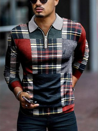 

Casual Long Sleeve Cotton Shirts & Tops, As picture, Men's Top