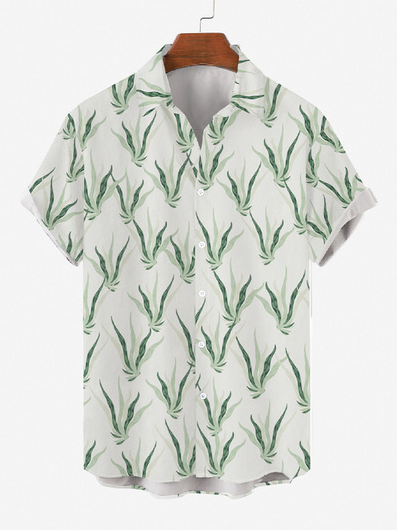 

Short Sleeve Casual Shirts & Tops, Green, Men's Floral shirt