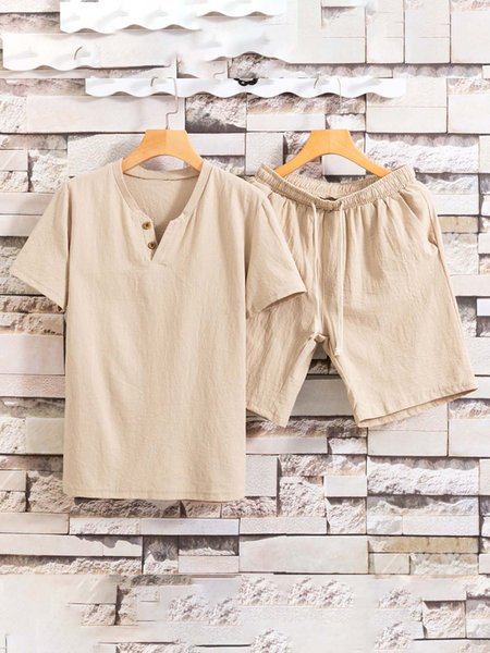 

Cotton Blends Two Piece Sets, Khaki, Men's sets