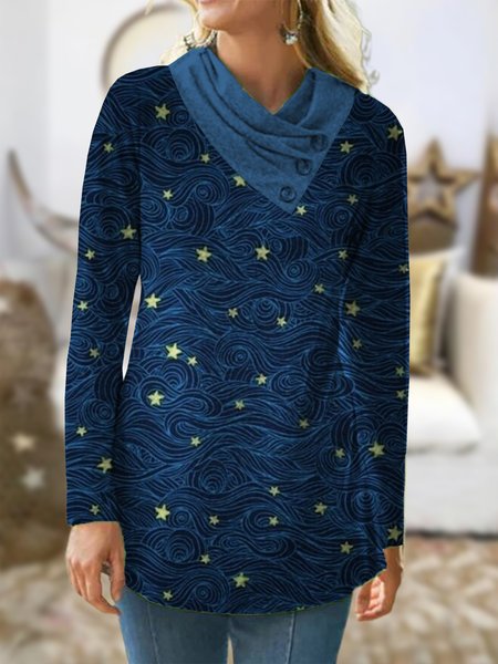 

Cowl Neck Shirts & Tops, Dark_blue, Long sleeve tops