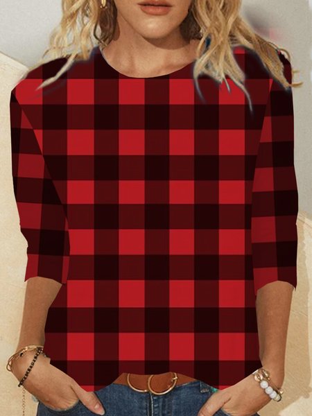 

Casual Crew Neck Loosen Long sleeveShirts & Tops, As picture, Tops