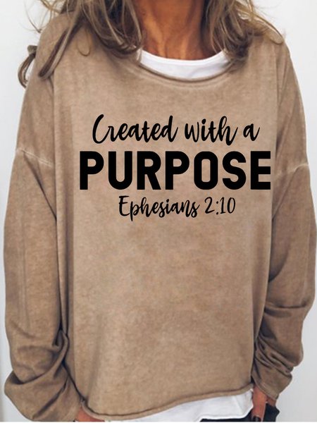 

Created with a Purpose Christian Casual Sweatshirt, Light brown, Hoodies&Sweatshirts