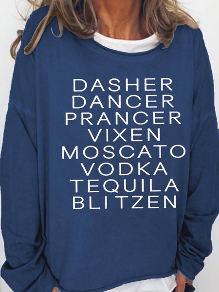 

Women's Dasher Dancer Women's Funny Drinking Christmas Casual Sweatshirt, Deep blue, Hoodies&Sweatshirts