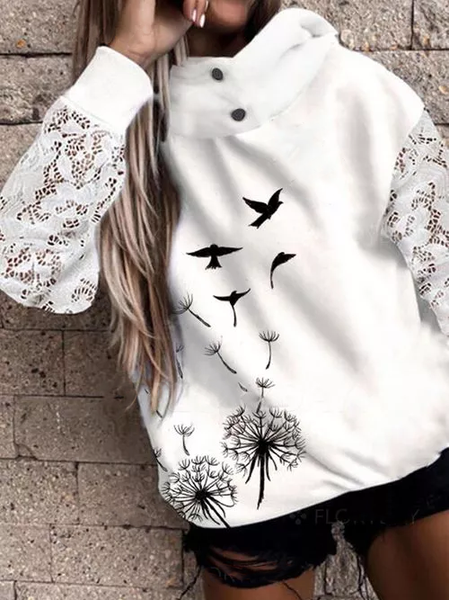 

Casual Animal Loosen Sweatshirt, White, Hoodies & Sweatshirts