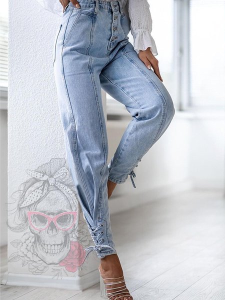 

Casual Regular Fit Daily Pants, Blue, Jeans