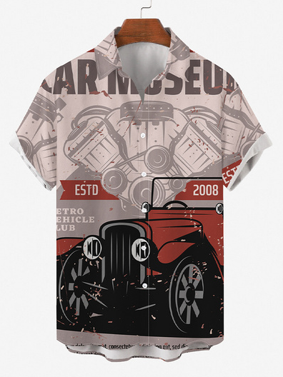 

Shirt Collar Short Sleeve Shirts & Tops, As picture, Men's Floral shirt