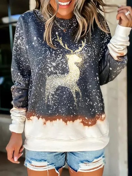 

Santa Elk Casual Crew Neck Loosen Sweatshirt, Multicolor, Sweatshirts & Hoodies