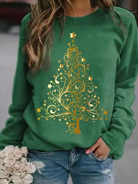 

Abstract Christmas Tree Casual Sweatshirt, Green, Hoodies&Sweatshirts