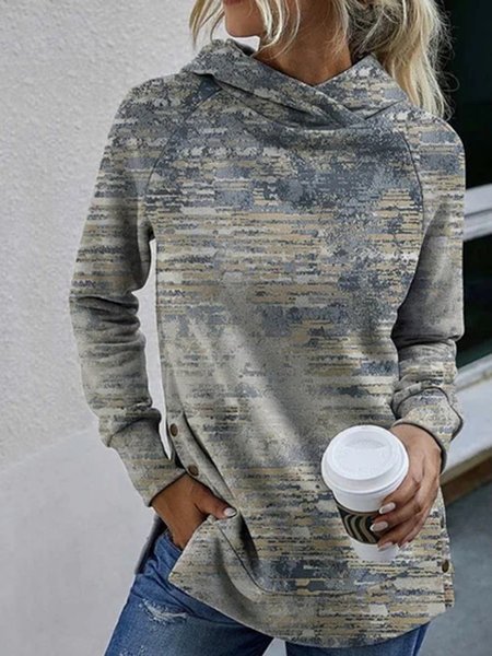 

Painted Casual Hooded Cotton Blends Sweatshirt, Multicolor, Sweatshirts & Hoodies