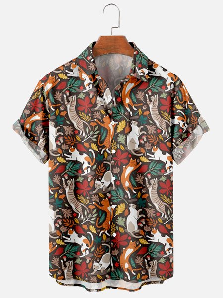 

Short Sleeve Animal Shirts, As picture, Men's Floral shirt