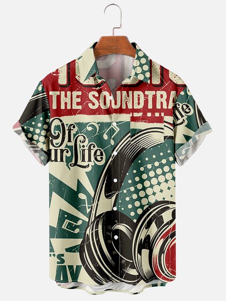 

Shirt Collar Short Sleeve Work Shirts, Green, Shirts ＆ Blouse