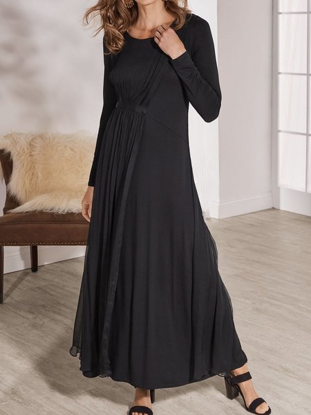 

Vintage Cotton Plain Dresses, Black, Maxi Dresses