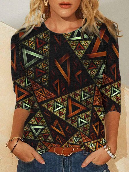 

Regolare In forma Astratto Top, Nero, T-Shirts