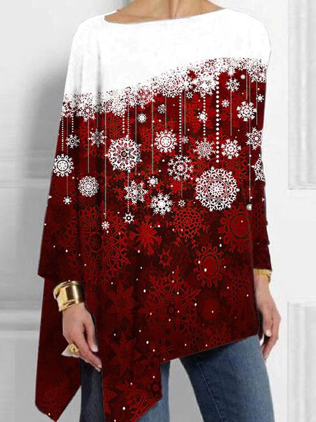

Christmas Round Neck Loosen Shirts & Tops, Multicolor, Long sleeve tops