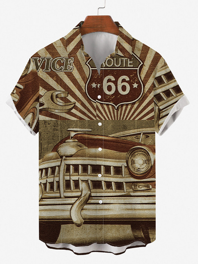 

Casual Shirt Collar Car Shirts & Tops, As picture, Men's Floral shirt