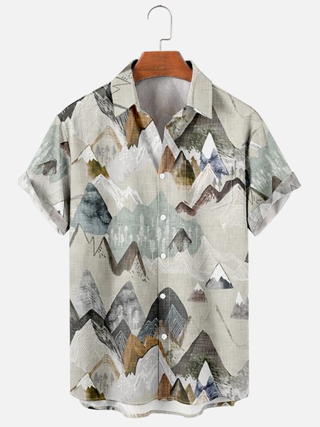 

Shirt Collar Short Sleeve Basics Shirts, Gray, Men's Floral shirt