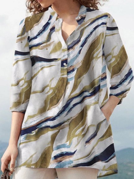 

Loosen Color Block Vintage Shirts & Tops, Multicolor, Blouses & Shirts