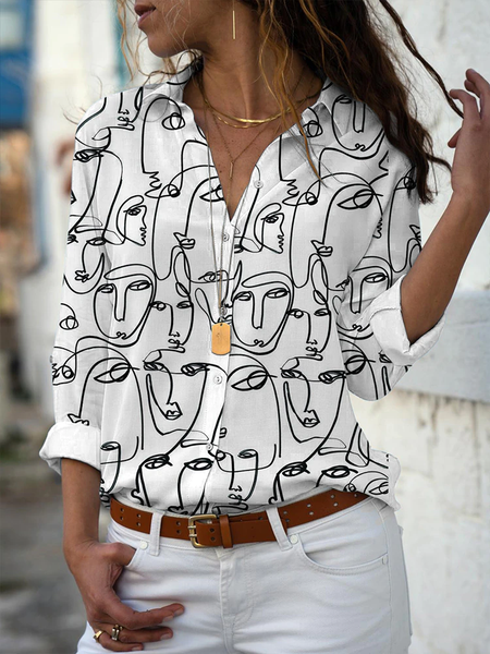 

Abstract Casual Regular Fit Shirts & Tops, White, Shirts & Blouses