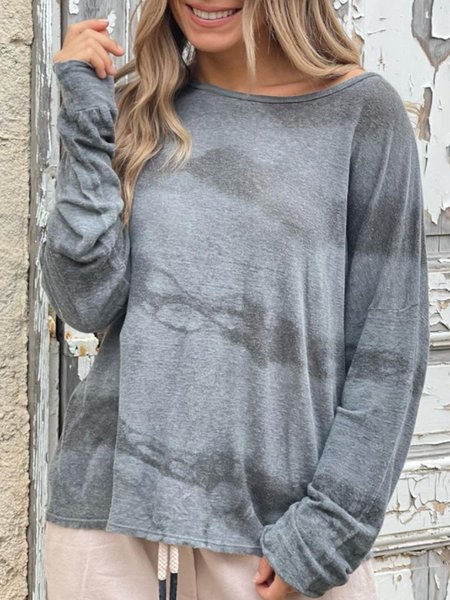 

Tie Dye Cotton Shirts & Tops, Gray, Long sleeve tops
