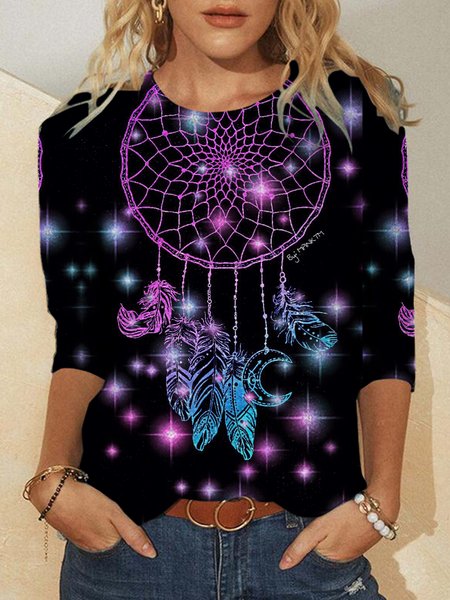 

Gradient Color Mandala Flower Casual Crew Neck Sweatshirt, As picture, Hoodies&Sweatshirts