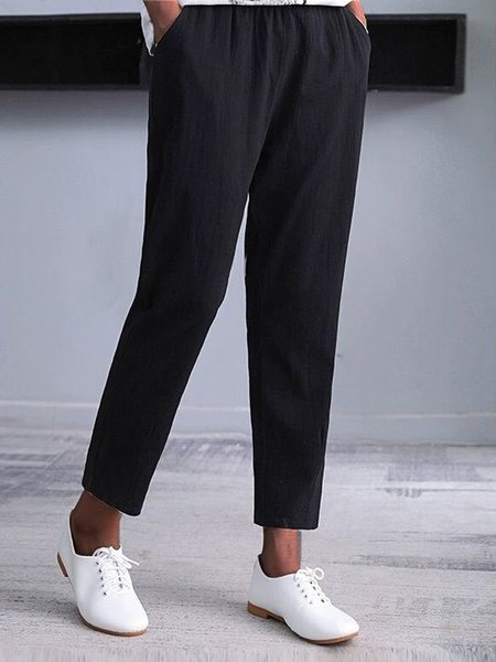 

Sports Household Linen Regular Fit Cotton Pants, Black, Pants