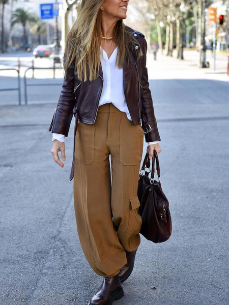 

Plain Pockets Pants, Khaki, Pants