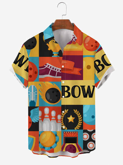 

Outdoor Bowling Short Sleeve Shirts & Tops, Yellow, Men's Floral shirt
