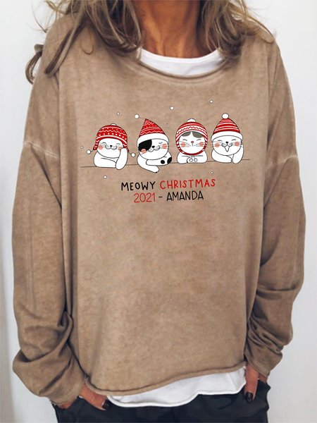 

Meowy Christmas Cat Sweatshirt, Khaki, Hoodies&Sweatshirts