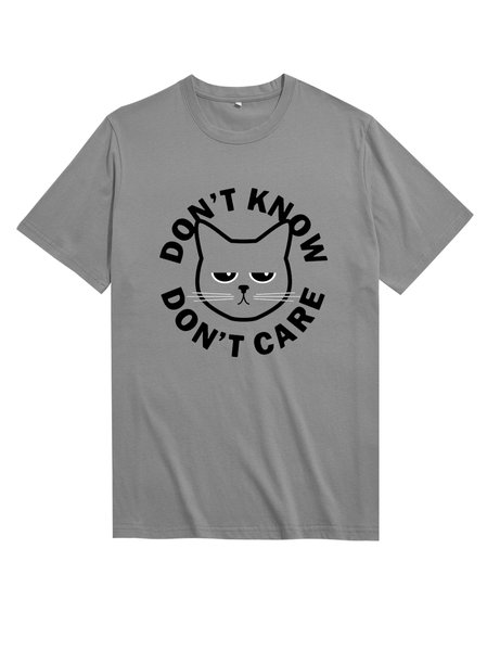 

Unocis Fun Printed Round Neck Short-sleeved T-shirt, Gray, T-shirts