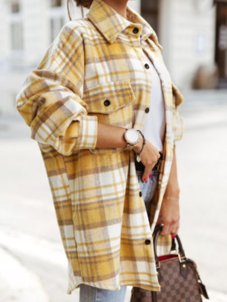 

Casual Household Daily Vintage Loosen Outerwear, Yellow, Coats