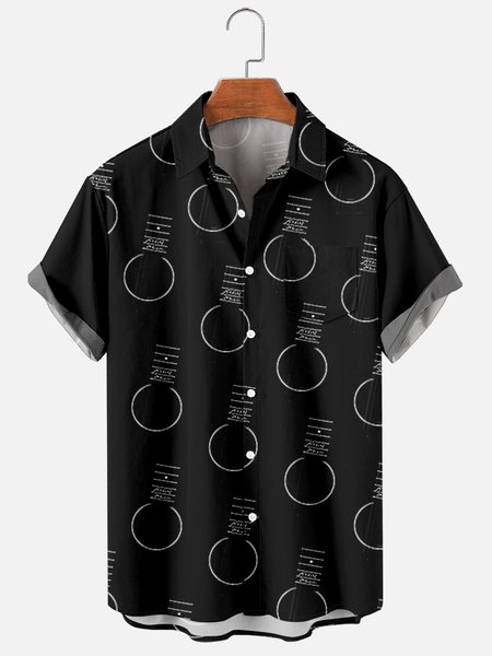 

Music Work Shirt Collar Shirts, Black, Men's Floral shirt