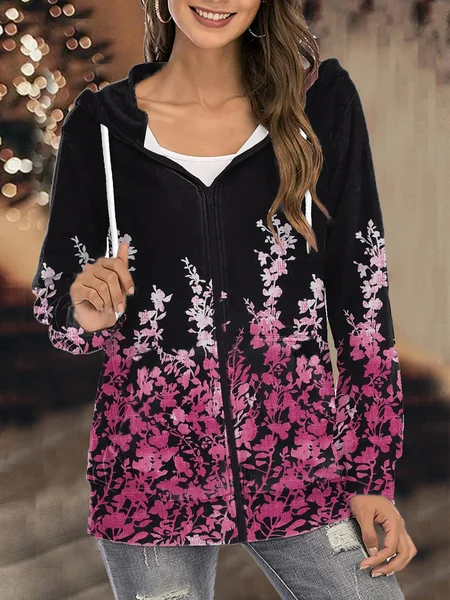 

Color Block Hooded Casual Floral Sweatshirt, Black, Sweatshirts & Hoodies