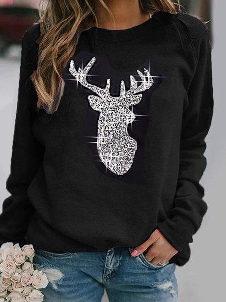 

Basics Loosen Raglan Sleeve Sweatshirts & Hoodies, Black, Sweatshirts & Hoodies