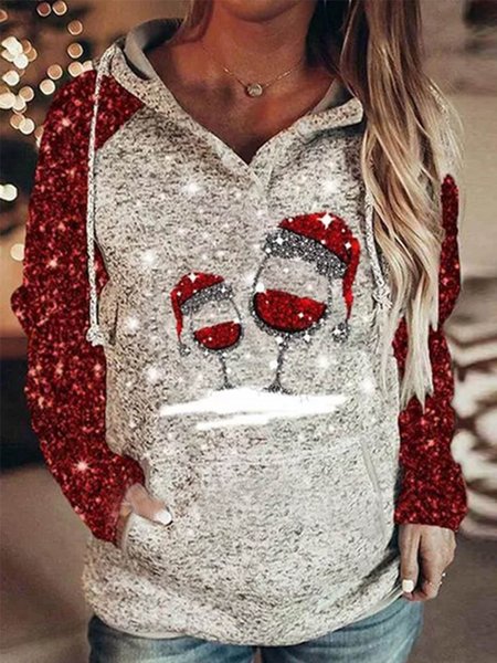 

Christmas Snowman Hooded Loosen Sweatshirt, Red, Hoodies & Sweatshirts
