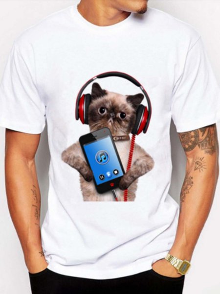

Vacation Short Sleeve Shirts & Tops, White, Men's t-shirts