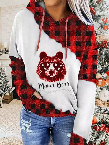 

Buffalo Plaid Splicing Drawstring Hoodie, Red, Sweatshirts & Hoodies