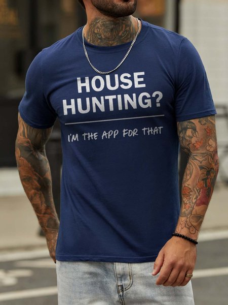 

House Hunting I'm The APP For That Casual Short Sleeve Crew Neck T-shirt, Deep blue, T-shirts