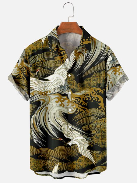 

Party Short Sleeve Shirts, Black, Men's Floral shirt