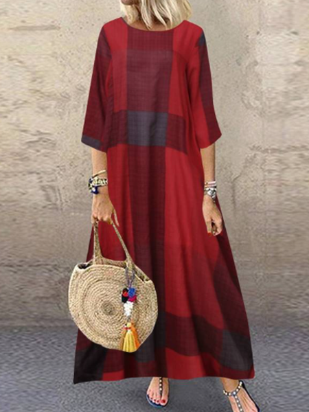 

Casual Household Daily Vintage Boho Dresses, Red, Casual Dresses