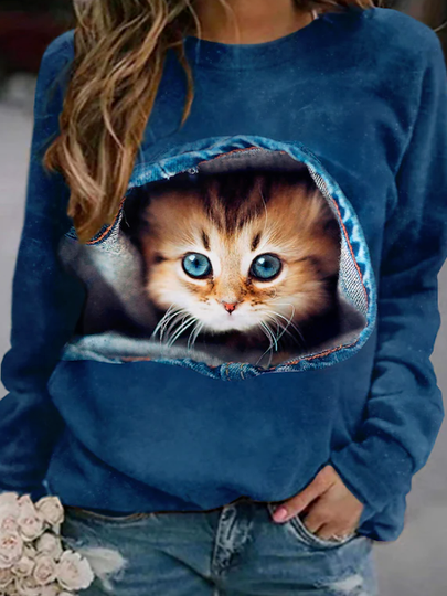 

Loosen Cute Crew Neck Sweatshirt Cute cat blue suit, Sweatshirts & Hoodies